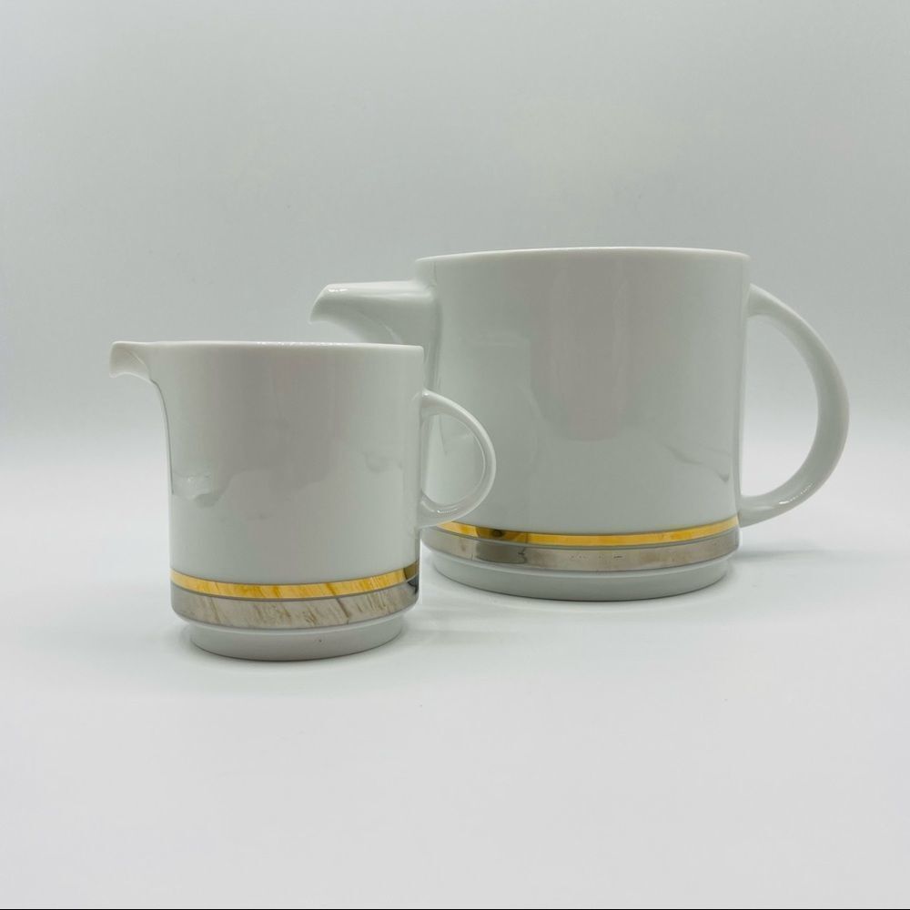 Vintage Mid-Century Thomas Germany Metallic Teapot and Creamer Set